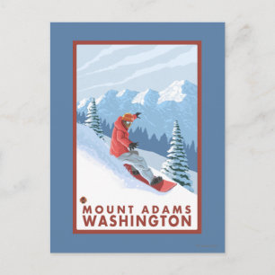 Snowboarder Scene - Mount Adams, Washington Postcard