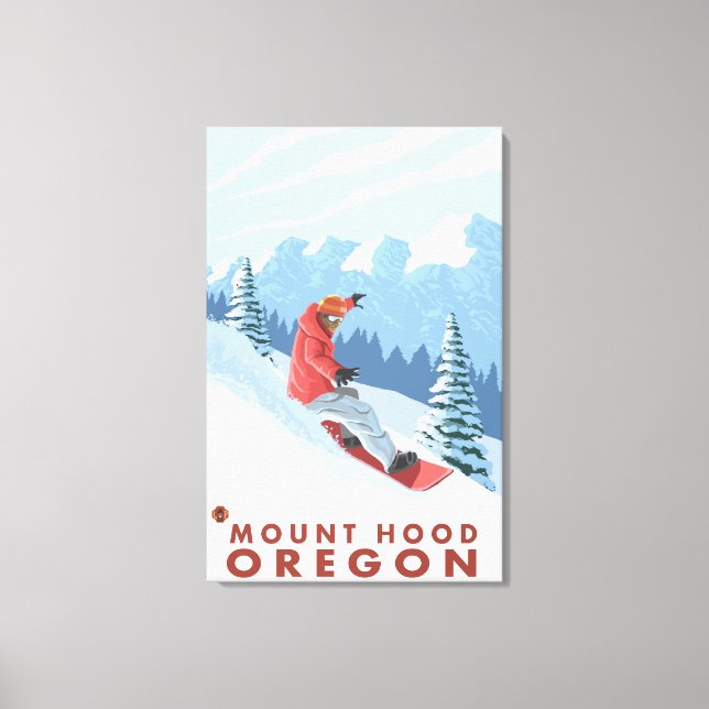 Snowboarder Scene - Mount Hood, Oregon Canvas Print (Front)