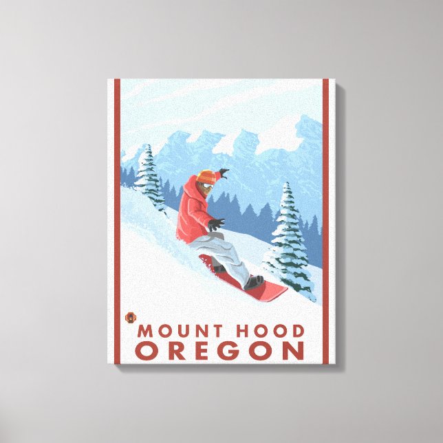 Snowboarder Scene - Mount Hood, Oregon Canvas Print (Front)