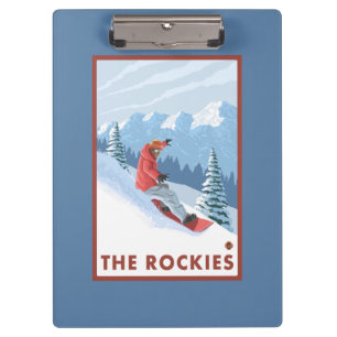 Snowboarder Scene - The Rockies Clipboard