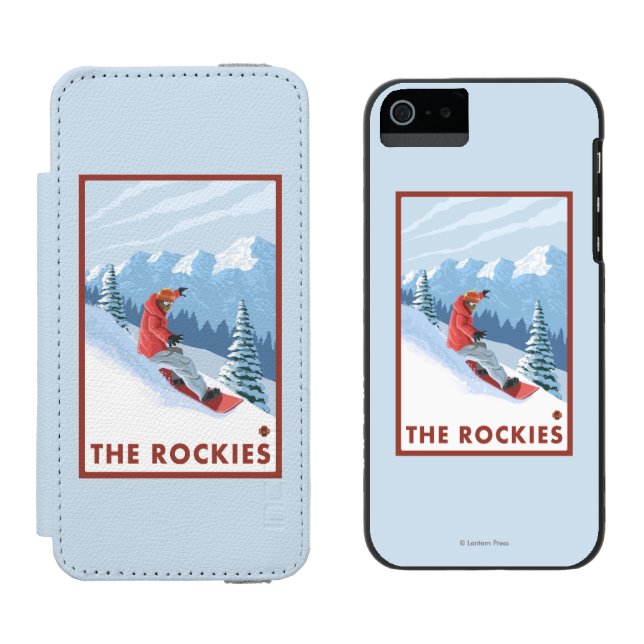 Snowboarder Scene - The Rockies Incipio iPhone Wallet Case (Side by Side)