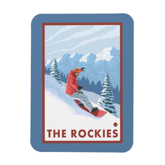 Snowboarder Scene - The Rockies Magnet (Vertical)