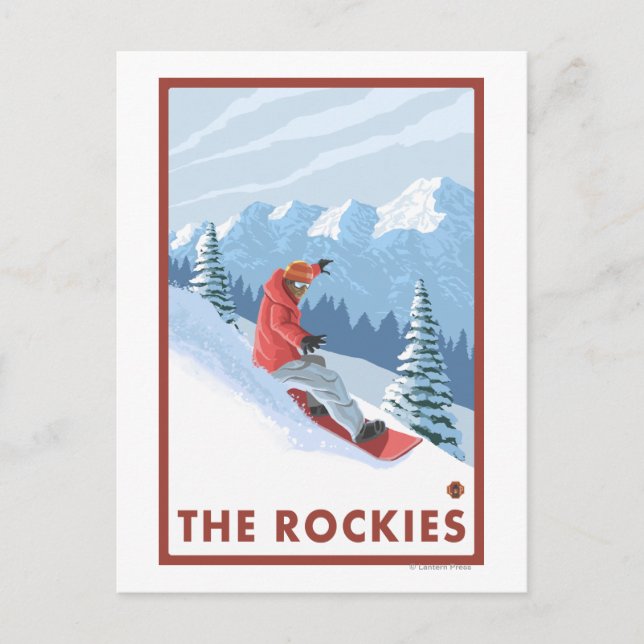 Snowboarder Scene - The Rockies Postcard (Front)