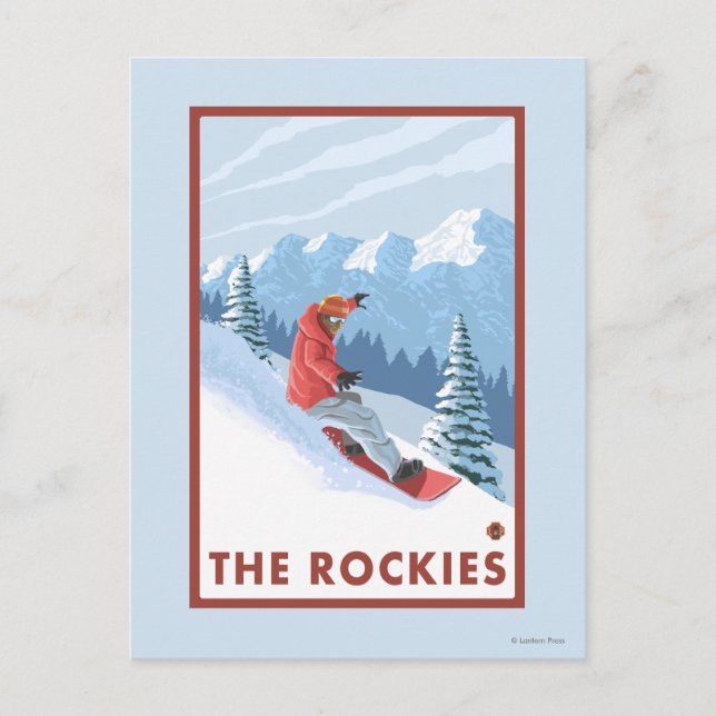Snowboarder Scene - The Rockies Postcard (Front)