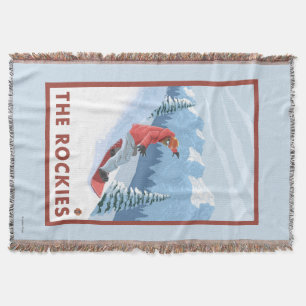 Snowboarder Scene - The Rockies Throw Blanket