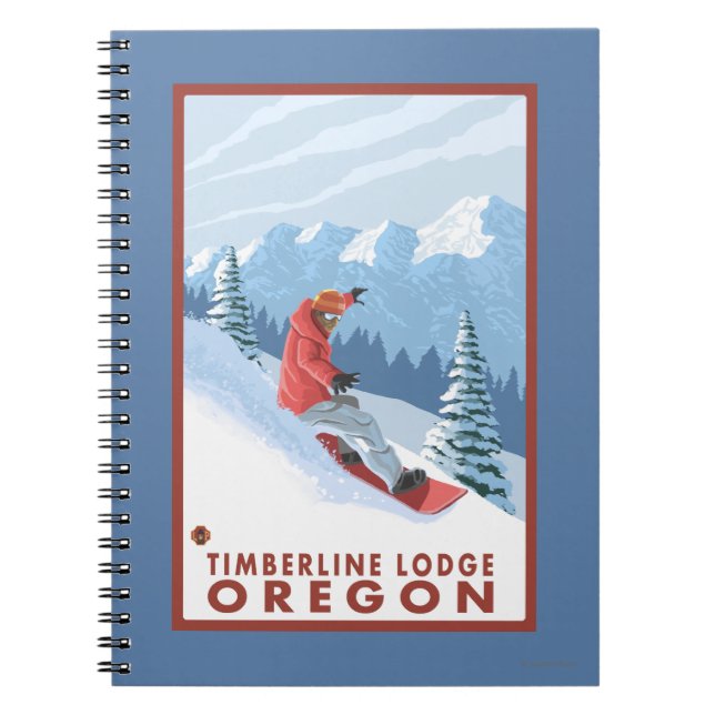 Snowboarder Scene - Timberline Lodge, Oregon Notebook (Front)