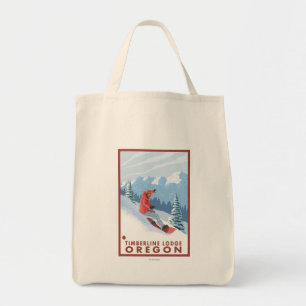 Snowboarder Scene - Timberline Lodge, Oregon Tote Bag