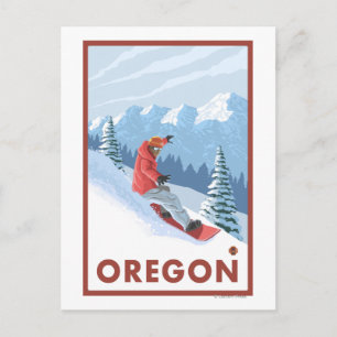 Snowboarder Scene- Vintage Travel Poster Postcard