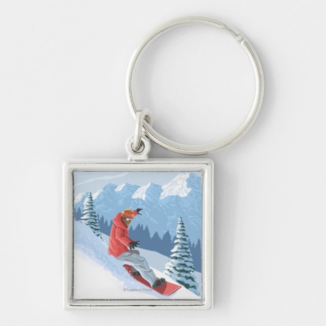 Snowboarder Scene - Washington Keychain (Front)