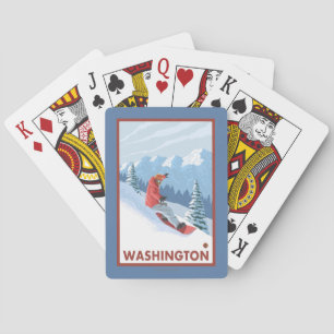 Snowboarder Scene - Washington Playing Cards