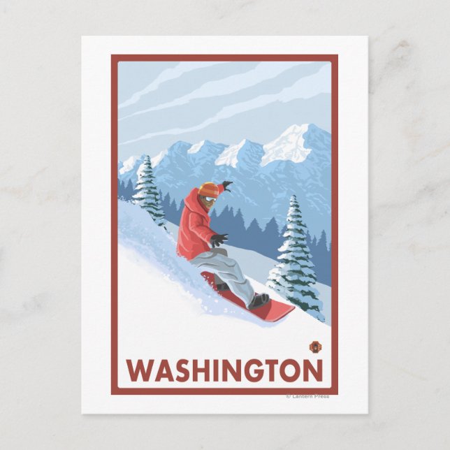 Snowboarder Scene - Washington Postcard (Front)