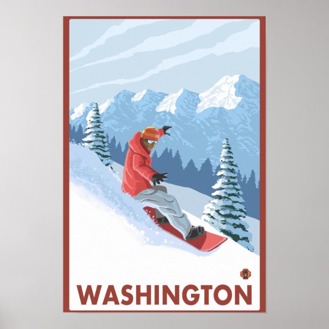 Snowboarder Scene - Washington Poster (Front)