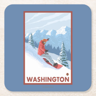 Snowboarder Scene - Washington Square Paper Coaster