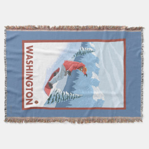 Snowboarder Scene - Washington Throw Blanket