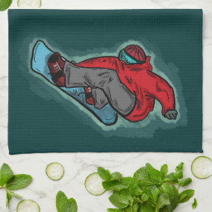 Snowboarder shred kitchen towel