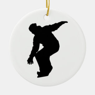 Snowboarder Silhouette Ceramic Ornament