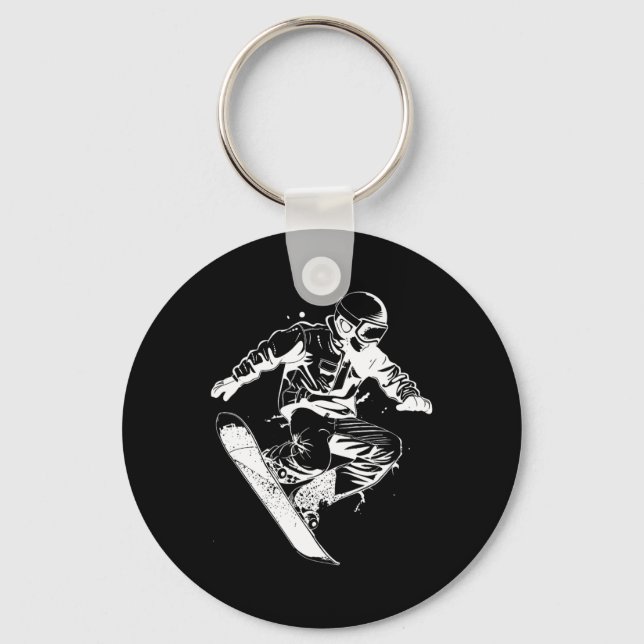 Snowboarder Sketch Alpine Snowboarding  Keychain (Front)