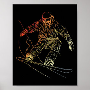 Snowboarder Sketch Vintage Alpine Snowboarding  Poster