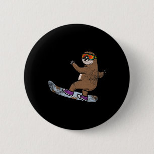 Snowboarder Sloth Lover Snowboarding Snow Winter S 2 Inch Round Button