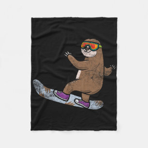 Snowboarder Sloth Lover Snowboarding Snow Winter S Fleece Blanket