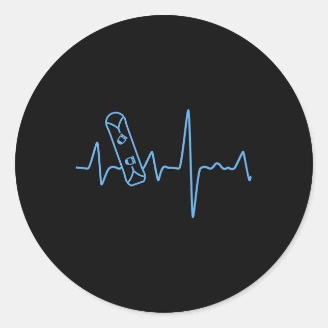 Snowboarder Snowboarding Heartbeat Winter Ski Spor Classic Round Sticker (Front)