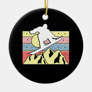 Snowboarder Snowboarding Snowboard Retro Ceramic Ornament