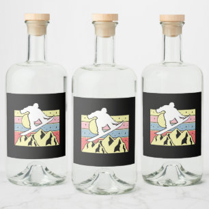 Snowboarder Snowboarding Snowboard Retro Liquor Bottle Label