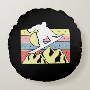 Snowboarder Snowboarding Snowboard Retro Round Pillow