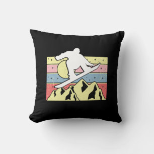 Snowboarder Snowboarding Snowboard Retro Throw Pillow