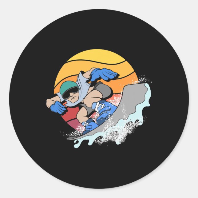 Snowboarder Snowboarding Winter Sport Retro Snowbo Classic Round Sticker (Front)