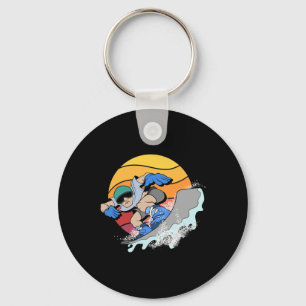 Snowboarder Snowboarding Winter Sport Retro Snowbo Keychain