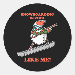 Snowboarder Snowman Snowboard Snowboarding Classic Round Sticker