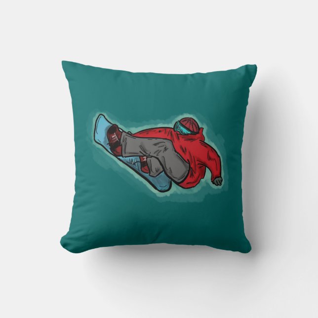 Snowboarder throw pillow (Front)