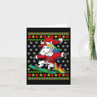 Snowboarder Unicorn Santa Snowboarding Christmas S Card