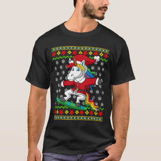 Snowboarder Unicorn Santa Snowboarding Christmas S T-Shirt