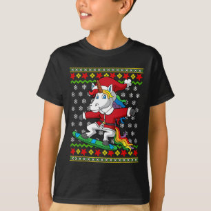 Snowboarder Unicorn Santa Snowboarding Christmas S T-Shirt