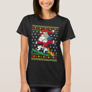 Snowboarder Unicorn Santa Snowboarding Christmas S T-Shirt