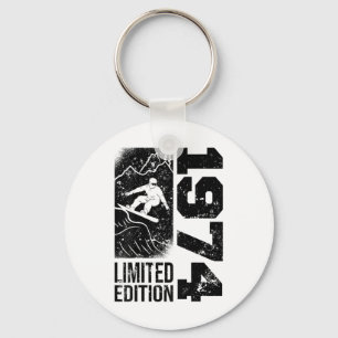 Snowboarder Vintage 1974 Birthday Snowboarding Sno Keychain