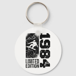 Snowboarder Vintage 1984 Birthday Snowboarding Sno Keychain