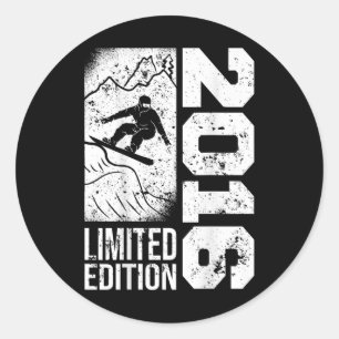 Snowboarder Vintage 2016 Birthday Snowboarding Sno Classic Round Sticker