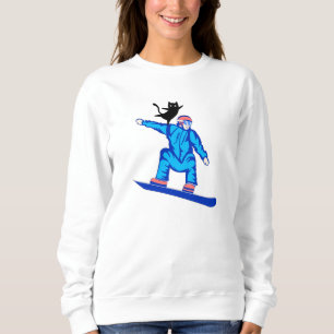Snowboarder with a Cat Balancing Act Sweatshirt