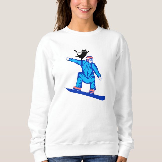 Snowboarder with a Cat Balancing Act Sweatshirt (Front)