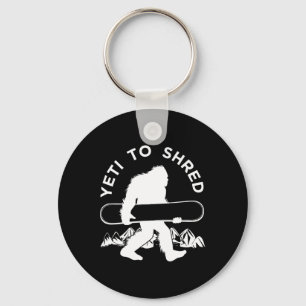 Snowboarder Yeti T Shirt Keychain
