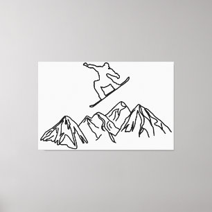 Snowboarders in the mountains, 02 canvas print