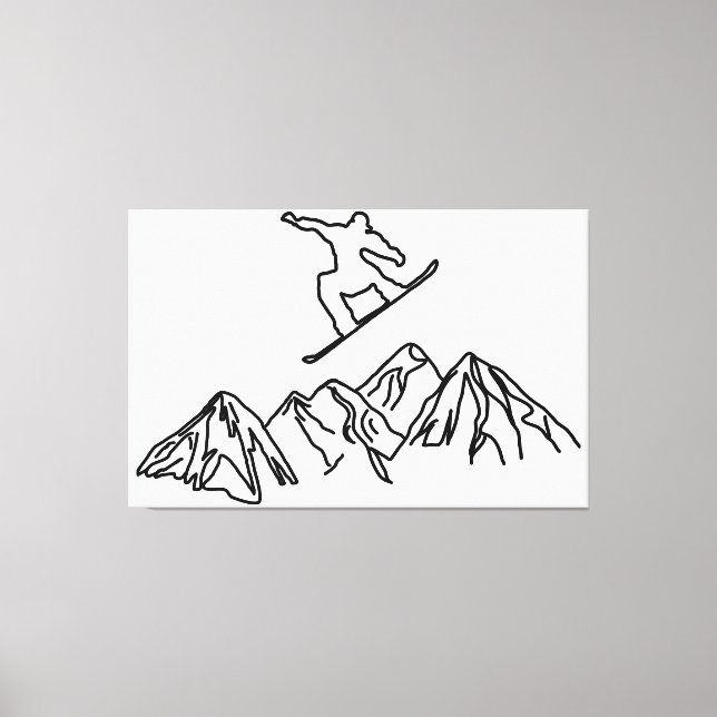 Snowboarders in the mountains, 02 canvas print (Front)