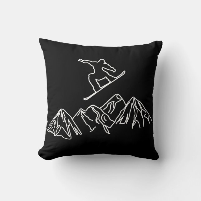 Snowboarders in the mountains throw pillow (Front)