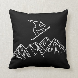 Snowboarders in the mountains throw pillow