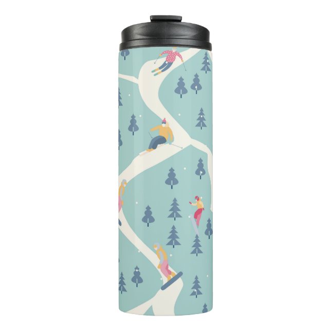 Snowboarders, winter resort, active recreation. thermal tumbler (Front)