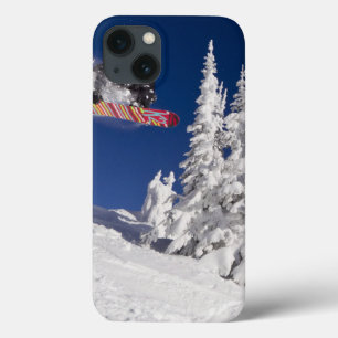 Snowboarding action at Whitefish Mountain Resort iPhone 13 Case