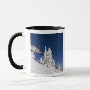 Snowboarding action at Whitefish Mountain Resort Mug